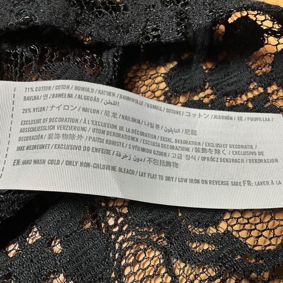 ABERCROMBIE & FITCH Cotton Black Lace Short Sleeve Crop Top US Sz L - Picture 7 of 8